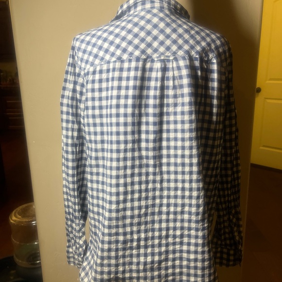 J. Crew Navy and White Gingham womans shirt size 18 - Picture 2 of 5